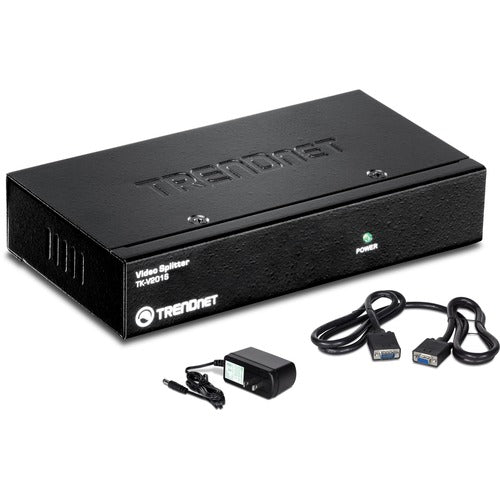 TRENDnet 2-Port Stackable Video Splitter, Video Resolution up to 1920 x 1440, Cascade up to 3 units, Support VGA, SVGA, Multisync Display, TK-V201S - 2-Port Video Splitter