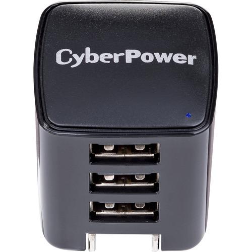 Cyber Power CyberPower TR13U3A USB Charger with 3 Type A Ports - 3 USB Port(s) - 3.1 Amps (Shared), NEMA 5-15P, 100 VAC - 240 VAC, Black, 1YR Warranty