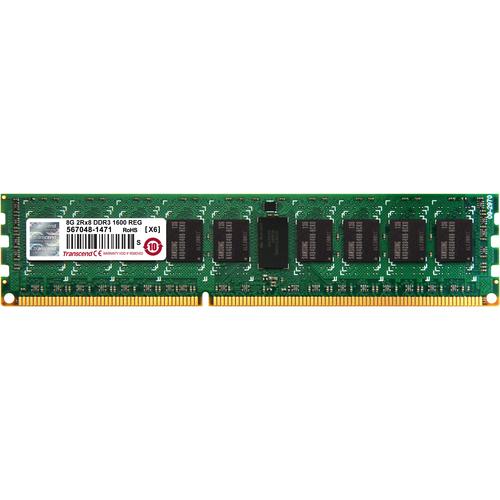 Transcend 8GB of DDR3 the Memory 240Pin Long-DIMM DDR3-1600 ECC Registered Memory - For Server - 8 GB - DDR3-1600/PC3-12800 DDR3 SDRAM - 1600 MHz - CL11 - ECC - Registered - 240-pin - DIMM - Lifetime Warranty