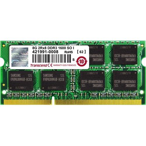 Transcend DDR3 SO-DIMM - 8 GB - DDR3-1600/PC3-12800 DDR3 SDRAM - 1600 MHz - CL11 - 1.50 V - Non-ECC - Unbuffered - 204-pin - SoDIMM - Lifetime Warranty
