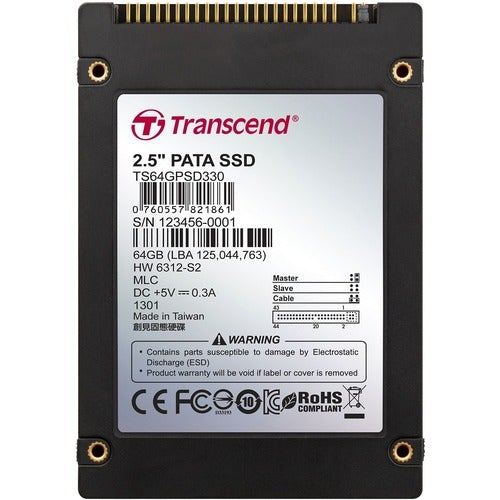 Transcend PSD330 64 GB Solid State Drive - 2.5" Internal - IDE - 119 MB/s Maximum Read Transfer Rate - 3 Year Warranty