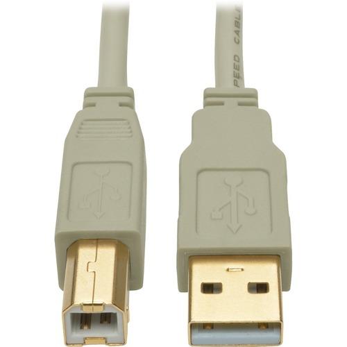 Tripp Lite USB 2.0 Hi-Speed A/B Cable (M/M), Beige, 15 ft - 15.1 ft USB Data Transfer Cable for Scanner, Notebook, Desktop Computer, Printer - First End: 1 x Type A Male USB - Second End: 1 x Type B Male USB - 480 Mbit/s - Shielding - Nickel, Gold Plated