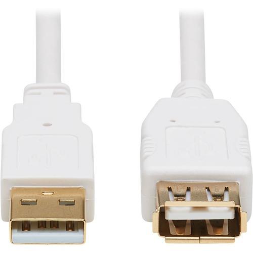 Tripp Lite Safe-IT USB-A Antibacterial Extension Cable (M/F), USB 2.0, White, 3 ft. - 3 ft USB Data Transfer Cable for Computer, Notebook, Multimedia Device, Printer, Modem, Keyboard, External Hard Drive, Peripheral Device, Hub - First End: 1 x Type A Ma