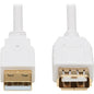 Tripp Lite Safe-IT USB-A Antibacterial Extension Cable (M/F), USB 2.0, White, 3 ft. - 3 ft USB Data Transfer Cable for Computer, Notebook, Multimedia Device, Printer, Modem, Keyboard, External Hard Drive, Peripheral Device, Hub - First End: 1 x Type A Ma