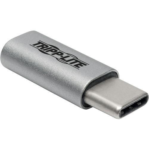 Tripp Lite USB 2.0 Hi-Speed Adapter, USB-C to USB Micro-B (M/F) - 1 x Type C Male USB - 1 x Type B Female Micro USB - Nickel Connector - Gold Contact - Gray