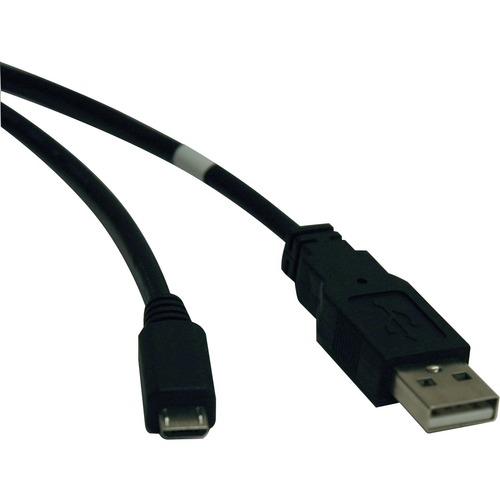 Tripp Lite USB to Micro-USB Cable - 6 ft USB Data Transfer Cable - First End: 1 x Type A Male USB - Second End: 1 x Micro Type B Male USB - Black