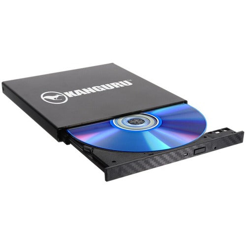 Kanguru Solutions Kanguru QS Slim Portable DVD-Writer - Black - TAA Compliant - DVD-RAM/Â±R/Â±RW Support - 24x CD Read/24x CD Write/24x CD Rewrite - 8x DVD Read/8x DVD Write/8x DVD Rewrite - Double-layer Media Supported - USB 3.0 - Slimline