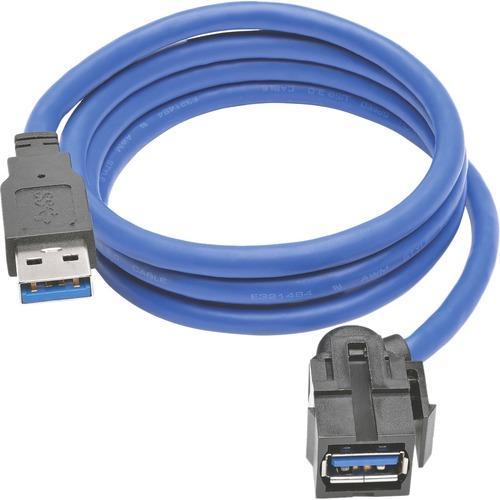 Tripp Lite USB 3.0 SuperSpeed Keystone Jack Type-A Extension Cable (M/F), 3 ft - 3 ft USB Data Transfer Cable for Computer, Keyboard, Hard Drive, Flash Drive - First End: 1 x Type A Male USB - Second End: 1 x Type A Female USB - 5 Gbit/s - Extension Cabl