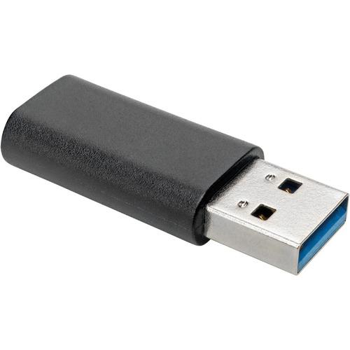 Tripp Lite USB 3.0 Adapter, USB-A to USB Type-C (M/F) - 1 x Type A Male USB - 1 x Type C Female USB - Nickel Connector - Gold Contact - Black