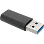 Tripp Lite USB 3.0 Adapter, USB-A to USB Type-C (M/F) - 1 x Type A Male USB - 1 x Type C Female USB - Nickel Connector - Gold Contact - Black