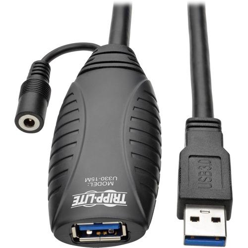 Tripp Lite USB 3.0 SuperSpeed Active Extension Repeater Cable (USB-A M/F), 15 m (49 ft.) - 49.2 ft USB Data Transfer Cable for Desktop Computer - First End: 1 x Type A Male USB - Second End: 1 x Type A Female USB - 5 Gbit/s - Extension Cable - Shielding