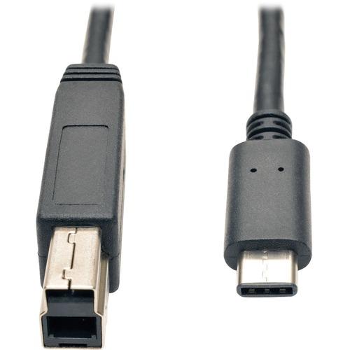 Tripp Lite USB 3.1 Gen 2 (10 Gbps) Cable, USB Type-C (USB-C) to USB 3.0 Type-B (M/M), 3 ft - 3 ft USB Data Transfer Cable for Smartphone, Hard Drive, Hub, Notebook, Tablet - First End: 1 x Type C Male USB - Second End: 1 x Type B Male USB - 10 Gbit/s - S