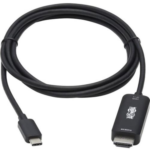 Tripp Lite U444-003-HDR4BE USB-C to HDMI Adapter Cable, M/M, Black, 3 ft. - 3 ft HDMI/USB-C A/V Cable for Audio/Video Device, Projector, Notebook, Smartphone, MacBook Pro, HDTV, Monitor, Tablet, Audio/Video Box, PC, Monitor, ... - First End: 1 x HDMI Mal