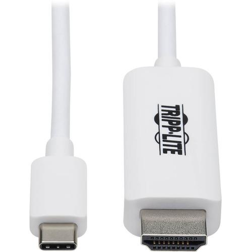 Tripp Lite U444-003-HWE USB-C to HDMI Adapter Cable, M/M, White, 3 ft. - 3 ft HDMI/USB-C A/V Cable for Audio/Video Device, Monitor, Notebook, Tablet, MacBook Pro, Projector, TV, Gaming Computer, HDTV, Smartphone, Audio/Video Box, ... - First End: 1 x Typ