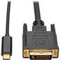 Tripp Lite USB C to DVI Adapter Cable (M/M), 1920 x 1080 (1080p), 6 ft - 6 ft DVI/USB Video Cable for Smartphone, Projector, Ultrabook, Monitor, Notebook, Tablet, TV - First End: 1 x Type C Male USB - Second End: 1 x DVI-D (Dual-Link) Male Digital Video
