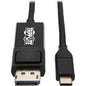 Tripp Lite U444-006-DP-BE USB-C to DisplayPort Adapter, M/M, Black, 6 ft. - 6 ft DisplayPort/Thunderbolt 3 A/V Cable for Smartphone, Projector, Chromebook, Notebook, Monitor, Tablet, MacBook, HDTV, Audio/Video Device, Desktop Computer - First End: 1 x US