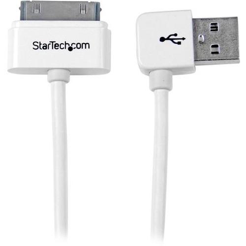 StarTech.com 1m (3 ft) Apple Dock Connector to Left Angle USB Cable for iPod / iPhone / iPad with Stepped Connector - 3.3 ft Apple Dock Connector/USB Data Transfer Cable for PC, Charger, iPhone, iPad, iPod, Cellular Phone - First End: 1 x Apple Dock Conn