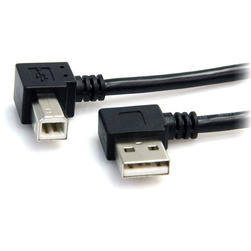 StarTech.com 3 ft A Right Angle to B Right Angle USB Cable - M/M - Connect USB 2.0 peripherals to your computer, for installation in narrow spaces - USB A to B Cable - 3ft Right Angle USB Cable - 3 ft Angled USB Cable - 3 foot USB Cable Male to Male - US