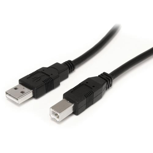 StarTech.com 9 m / 30 ft Active USB A to B Cable - M/M - Black USB 2.0 A to B Cord - Printer Cable - Extension USB Cable (USB2HAB30AC) - Active USB A to B cables provides an extended length of 9m/30ft - USB A to B cord is built with an equalizing chip -