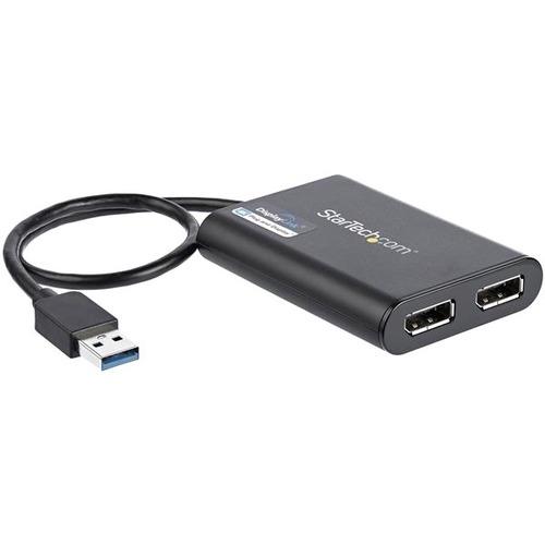StarTech.com USB 3.0 to Dual DisplayPort Adapter 4K 60Hz, DisplayLink Certified, Video Converter with External Graphics Card - Mac & PC (USB32DP24K60) - Connect two additional 4K 60Hz displays to your Mac or PC through a single USB 3.0 port - USB Dual Mo
