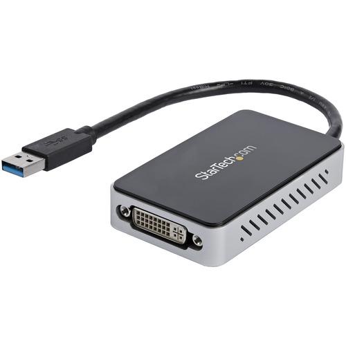 StarTech.com USB 3.0 to DVI External Video Card Multi Monitor Adapter with 1-Port USB Hub - 1920x1200 - Connect a DVI-equipped display through USB 3.0 for an accelerated HD external multi-monitor solution - with 1-Port USB Hub - USB3 to DVI External Vide