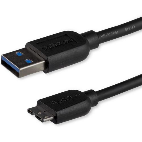 StarTech.com 3m (10ft) Slim SuperSpeed USB 3.0 A to Micro B Cable - M/M - Position your USB 3.0 Micro devices near your desktop or laptop easily, with a thin, more flexible cable - USB 3.0 Micro B - Slim USB 3.0 to Micro B Cable - Thin USB 3 A to B Cable