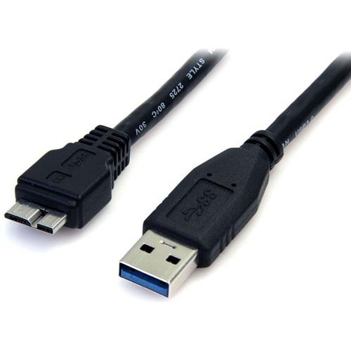 StarTech.com 0.5m (1.5ft) Black SuperSpeed USB 3.0 Cable A to Micro B - M/M - Connect a USB 3.0 Micro USB external hard drive to your computer - USB 3.0 Micro B - Micro USB 3.0 Cable - USB 3.0 to Micro B - SuperSpeed USB 3.0 Cable - USB 3 A to B Cable -