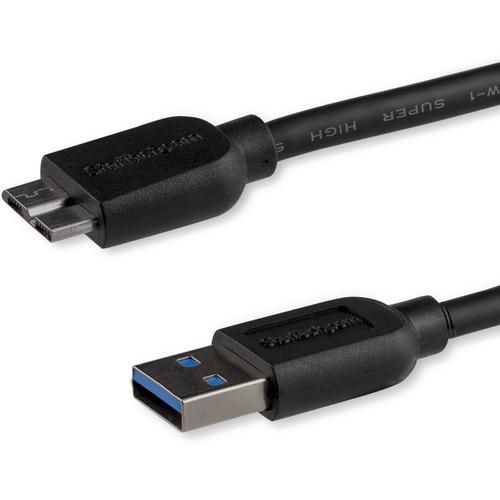 StarTech.com 0.5m (20in) Slim SuperSpeed USB 3.0 A to Micro B Cable - M/M - Flexible cable for convenient positioning of USB 3.0 devices - USB 3.0 Micro B - Slim USB 3.0 to Micro B Cable - Thin USB 3 A to B Cable - Micro USB 3.0 to USB 3.0 - 0.5m Slim Su