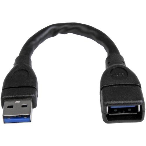StarTech.com 6in Black USB 3.0 Extension Adapter Cable A to A - M/F - Extend the reach of your USB 3.0 port by 6 inches - 6in USB 3.0 A Male to A Female Cable - USB 3.0 Extension Cable - USB 3.0 Cable Port Saver - 6in Black USB 3.0 Extension Adapter Cabl
