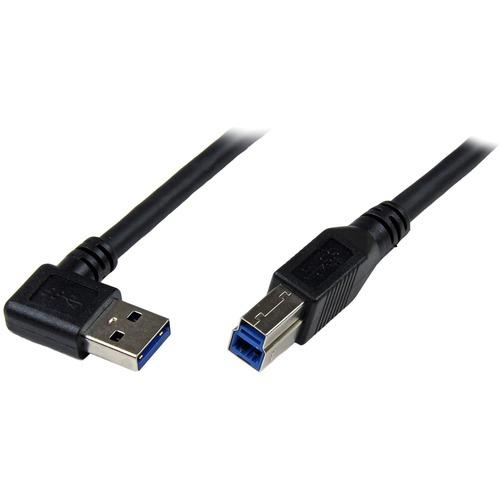 StarTech.com 1m Black SuperSpeed USB 3.0 Cable - Right Angle A to B - M/M - Connect USB 3.0 devices, even in hard to reach areas and tight spaces - USB 3.0 A to B Cable - USB 3.0 AB Cable - 1m Right Angle USB 3.0 Cable - 3ft Angled USB 3.0 Cable - Data t