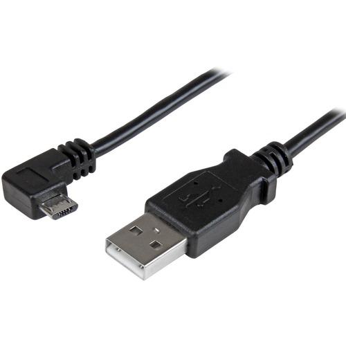 StarTech.com 1m 3 ft Right Angle Micro-USB Charge-and-Sync Cable M/M - USB 2.0 A to Micro-USB - 30/24 AWG - Charge power-hungry mobile devices with this 24AWG Micro-USB cable - 1m Right Angle Micro USB Cable M/M - 3 ft Angled Micro USB Cable - USB Chargi