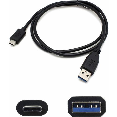 Add-On Computer AddOn USB Cable - 3.3 ft USB Data Transfer Cable for MacBook, Notebook, Computer, Printer, Portable Hard Drive, Tablet - First End: 1 x Type C Male USB - Second End: 1 x Type A Male USB - Black