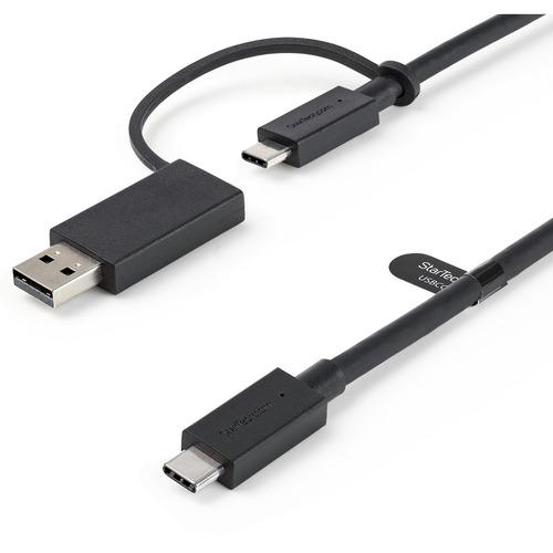 StarTech.com 3ft/1m USB-C Cable with USB-A Adapter Dongle, USB-C to C (10Gbps/PD), USB-A to C (5Gbps), 2-in-1 USB C Cable for Hybrid Dock - 3.3ft USB C cable with USB A adapter dongle - USB C to C cable (10Gbps/100W PD 3.0) and attached USB C to A adapte
