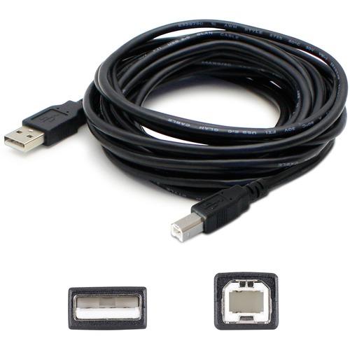 Add-On Computer AddOn USB Extension Data Transfer Cable - 15 ft USB Data Transfer Cable for PC, Printer, Scanner, Hub - First End: 1 x Type A Male USB - Second End: 1 x Type B Male USB - Extension Cable - Black