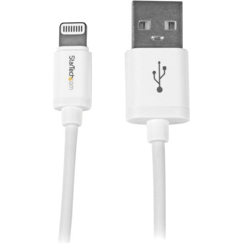 StarTech.com 0.3m (11in) Short White AppleÂ® 8-pin Lightning Connector to USB Cable for iPhone / iPod / iPad - Charge and Sync your newer generation AppleÂ® Lightning-equipped devices - 8 Pin iPhone 5 Cable - Short Lightning to USB Cable - White Lightning