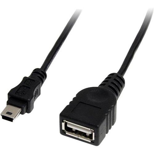 StarTech.com 1 ft Mini USB 2.0 Cable - USB A to Mini B F/M - Type A Female USB - Mini Type B Male USB - 1ft - Black