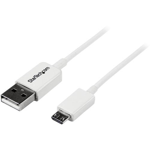 StarTech.com 1m White Micro USB Cable - A to Micro B - Charge or sync your Micro USB devices, with this high-quality white USB 2.0 replacement cable - 1m USB to Micro USB Cable Cord- USB A to Micro B Cable - Micro USB Charging Data Cable - White Micro US