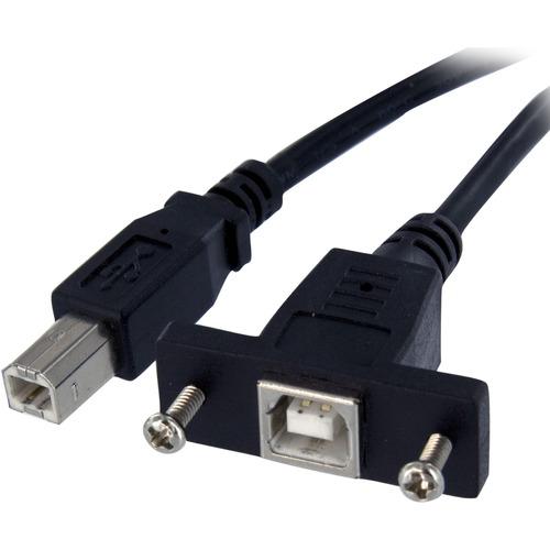 StarTech.com StarTech.com 1 ft Panel Mount USB Cable B to B - F/M - Type B Male USB - Type B Female USB - 1ft - Black