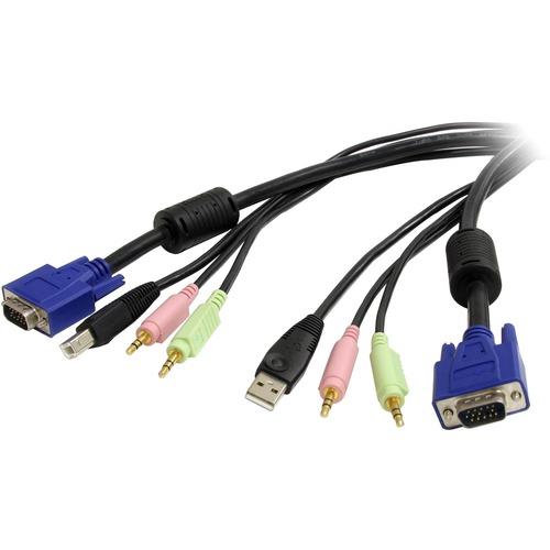 StarTech.com 6 ft 4-in-1 USB VGA KVM Switch Cable with Audio - Connect high resolution VGA video, USB, audio and microphone all in one cable - kvm cable - usb kvm cable - kvm switch cable -vga kvm cable