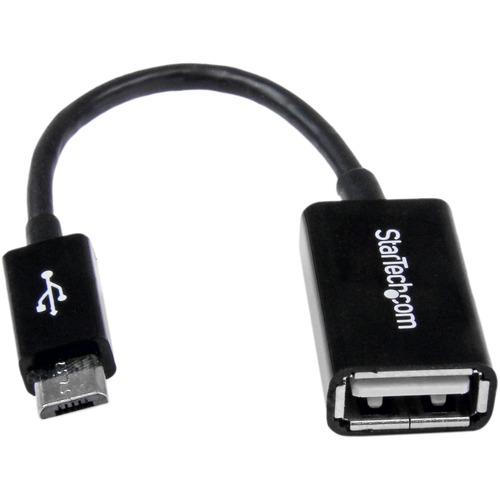 StarTech.com 5in Micro USB to USB OTG Host Adapter M/F - Connect your USB On-the-Go capable tablet computer or Smartphone to USB 2.0 devices (thumb drives, USB mouse or keyboard, etc.) - micro usb otg adapter - micro usb host otg cable - micro usb otg ca