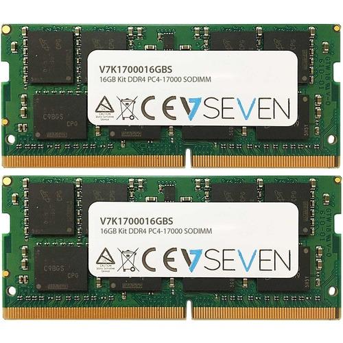 V7 16GB (2 x 8GB) DDR4 SDRAM Memory Kit - 16 GB (2 x 8GB) - DDR4-2133/PC4-17000 DDR4 SDRAM - 2133 MHz - CL15 - 1.20 V - Non-ECC - Unbuffered - 260-pin - SoDIMM