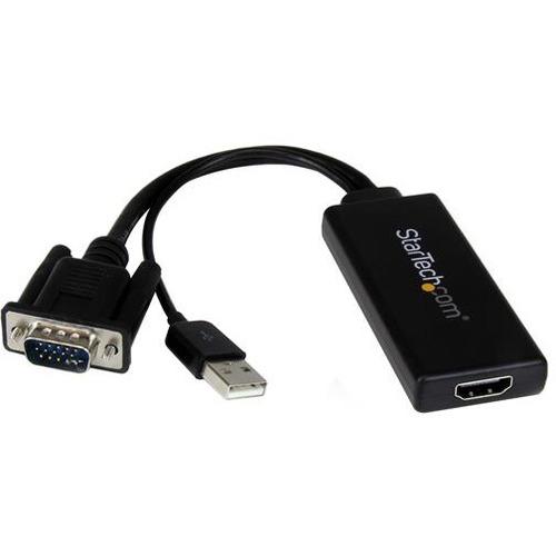 StarTech.com VGA to HDMI Adapter with USB Audio & Power - Portable VGA to HDMI Converter - 1080p - Convert a VGA signal from a laptop or desktop to HDMI USB-Powered - Convert VGA to HDMI - VGA to HDMI Connector - VGA to HDMI Adaptor - Laptop VGA to HDMI