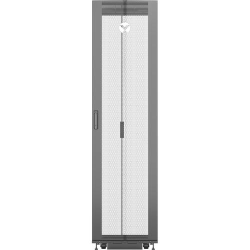 VERTIV VR - 48U TAA Compliant - For Server, LAN Switch, Patch Panel - 48U Rack Height x 23.62" (600 mm) Rack Width x 43.90" (1115 mm) Rack Depth - Black - 1360.78 kg Maximum Weight Capacity - 1020.58 kg Dynamic/Rolling Weight Capacity - 1360.78 kg Static