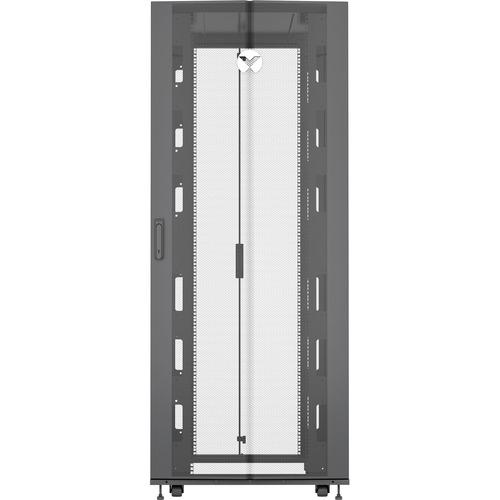 VERTIV VR - 42U with Shock Packaging - For Server, LAN Switch, Patch Panel - 42U Rack Height x 31.50" (800 mm) Rack Width x 43.90" (1115 mm) Rack Depth - Black - Steel - 1360.78 kg Maximum Weight Capacity - 1020.58 kg Dynamic/Rolling Weight Capacity - 13