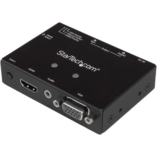 StarTech.com 2x1 VGA + HDMI to VGA Converter Switch w/ Priority Switching - 1080p - Share a VGA monitor/projector between a VGA and HDMI audio/video source, with priority switching - HDMI to VGA - VGA Switch - HDMI to VGA Switch Box - VGA Converter Switc