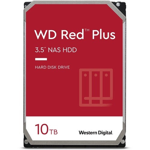 Western Digital WD Red Plus WD101EFBX 10 TB Hard Drive - 3.5" Internal - SATA (SATA/600) - Conventional Magnetic Recording (CMR) Method - Storage System Device Supported - 7200rpm - 180 TB TBW - 3 Year Warranty