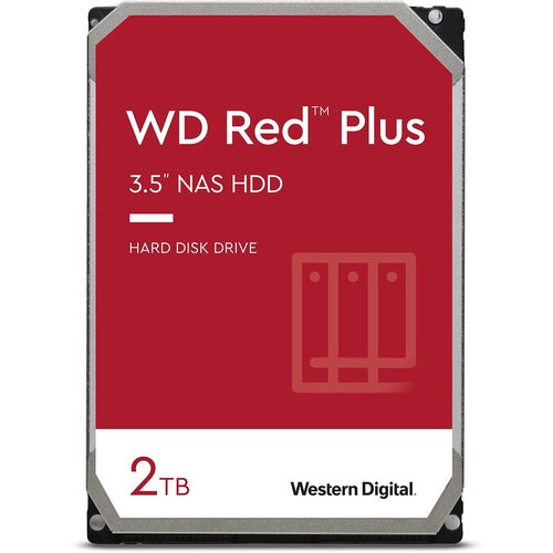 Western Digital Red Plus WD20EFZX 2 TB Hard Drive - 3.5" Internal - SATA (SATA/600) - Conventional Magnetic Recording (CMR) Method - Storage System Device Supported - 5400rpm - 180 TB TBW - 3 Year Warranty