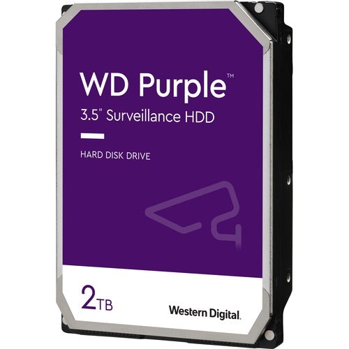 Western Digital WD Purple WD22PURZ 2 TB Hard Drive - 3.5" Internal - SATA (SATA/600) - Conventional Magnetic Recording (CMR) Method - Video Surveillance System Device Supported - 3 Year Warranty