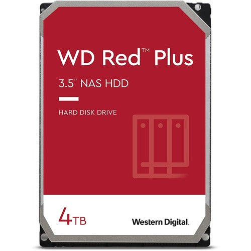 Western Digital Red Plus WD40EFZX 4 TB Hard Drive - 3.5" Internal - SATA (SATA/600) - Conventional Magnetic Recording (CMR) Method - Storage System Device Supported - 5400rpm - 180 TB TBW - 3 Year Warranty - PuriLite