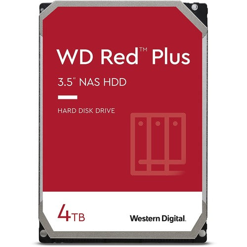 Western Digital Red Plus WD40EFZX 4 TB Hard Drive - 3.5" Internal - SATA (SATA/600) - Conventional Magnetic Recording (CMR) Method - Storage System Device Supported - 5400rpm - 180 TB TBW - 3 Year Warranty